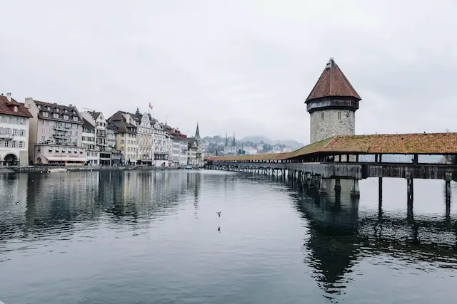Buildings on a lakeside in Lucerne