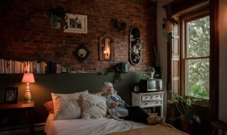 senior woman lying in bed