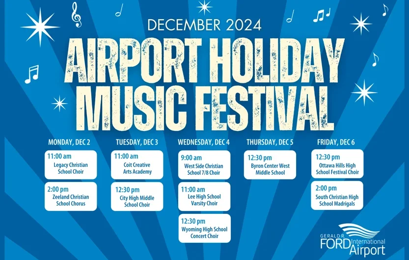 Grand Rapid’s Ford Airport’s Holiday Music Festival Brings Cheer to Michigan Travelers