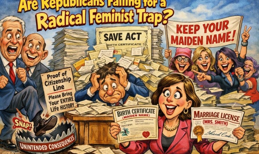 Political cartoon about feminist issues.